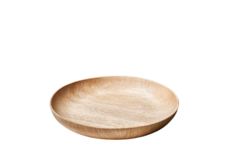 Empty light-tan wooden serving dish