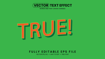 True 3D editable text effect premium vector
