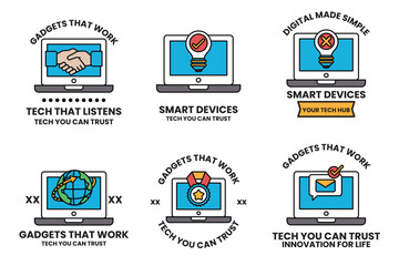 A set of six icons for smart devices