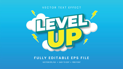 Level Up 3D editable text effect premium vector