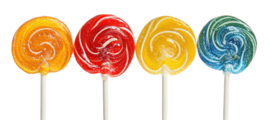 Four colorful swirl lollipops on sticks (1)