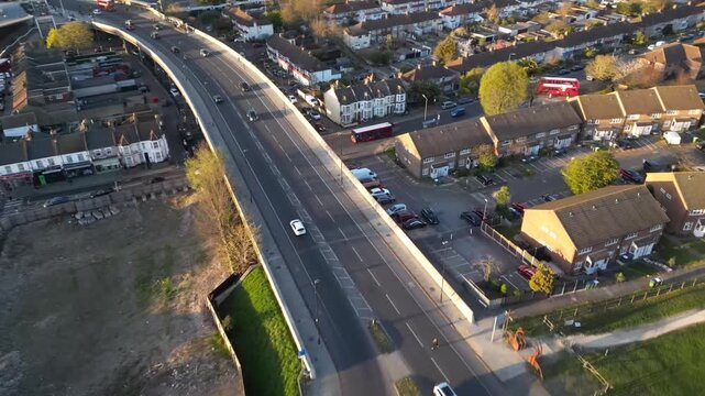 Aerial view of Abbey Wood, London, UK. Drone shot