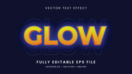 Glow 3D editable text effect premium vector