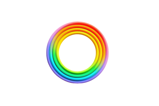 Circular rainbow frame, vibrant colors, concentric rings