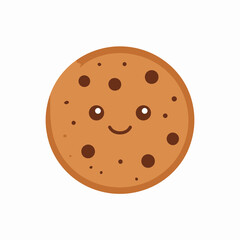 Cute cartoon chocolate chip cookie with a happy face.