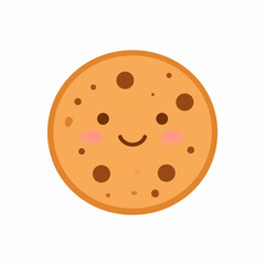 Cheerful Cartoon Cookie with Chocolate Chips and a Happy Face.