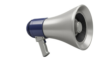 Megaphone's Powerful Projection: A sleek and modern megaphone rests, symbolizing communication, announcement, and amplifying voice in a studio-lit environment.