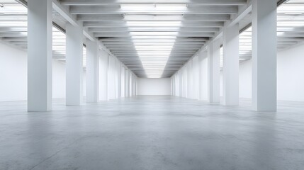 Fototapeta premium Minimal gallery empty white space wide open clean style