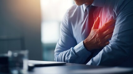 Medical concept showing a person suffering from body pain, red glowing hotspot highlighting inflammation, injury, or discomfort, symbol of pain relief and treatment