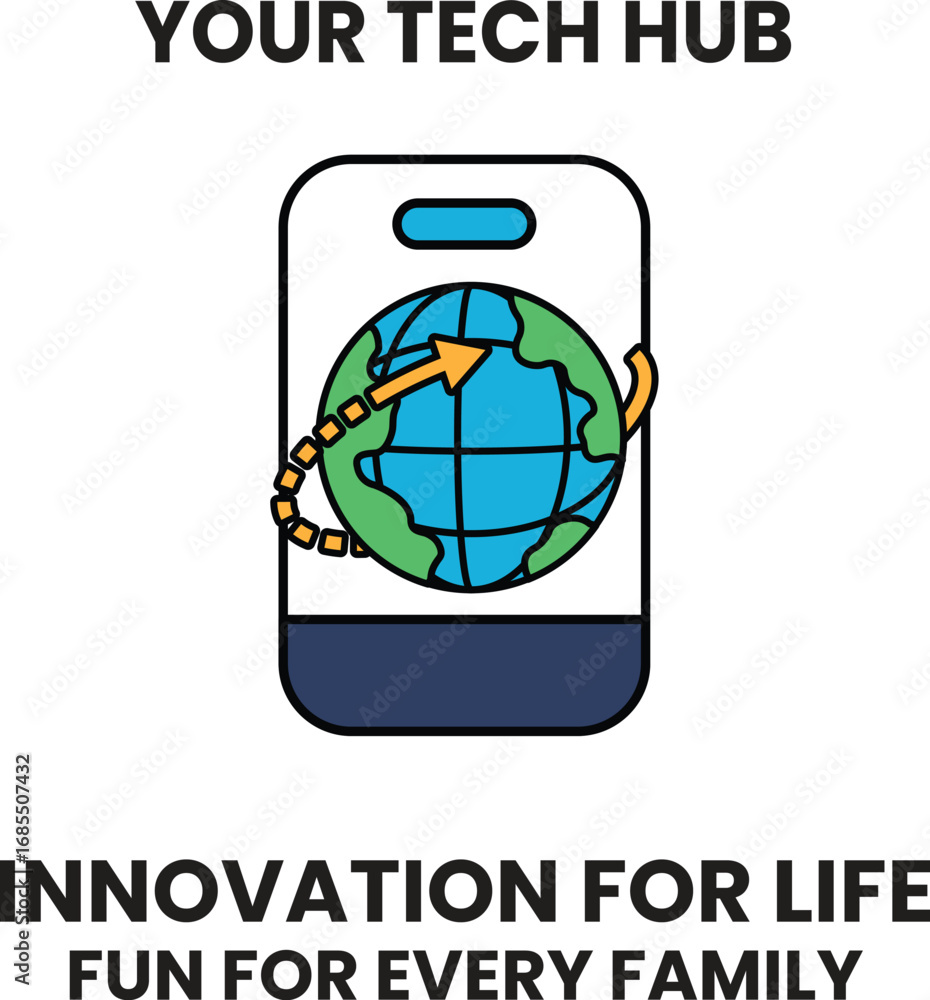 Poster a phone with a globe on it that says 