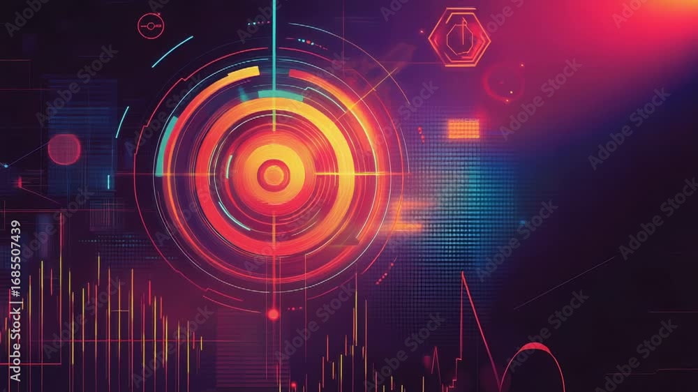 Poster futuristic hud displaying data analysis and information processing