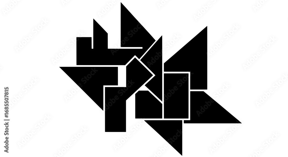 Aufkleber a chaotic yet balanced composition of sharp black triangles and rectangles. this minimalist vector i