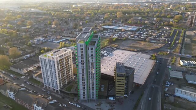 Aerial view of Abbey Wood, London, UK. Drone shot