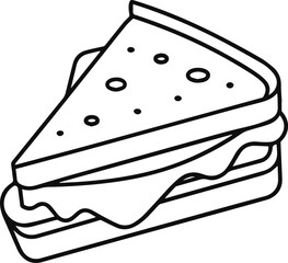 grilled cheese sandwich outline vector illustration line art