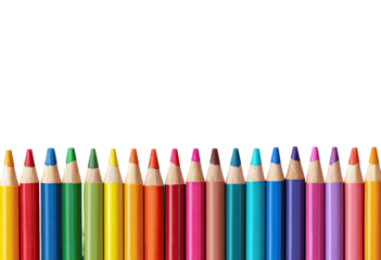Colorful pencils in a horizontal row against a black background