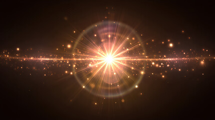 Naklejka premium Special Lens Flare Light Effect, Bokeh Vector Transparent Sunlight Shine, Sparkling Glow, Radiant Flash, Magic Glitter Particles, Golden Shimmer, Glowing Rays, Abstract Light Burst, Twinkling.