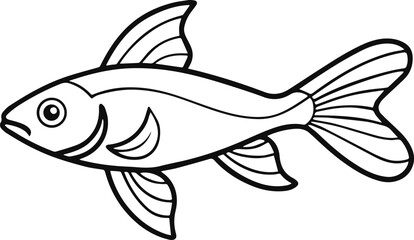 guppy fish outline vector illustration line art