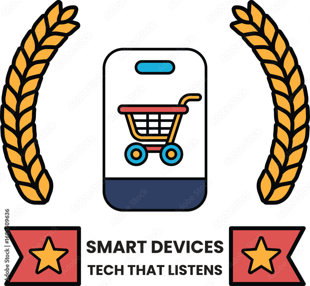 Poster a smart device with a shopping cart on it