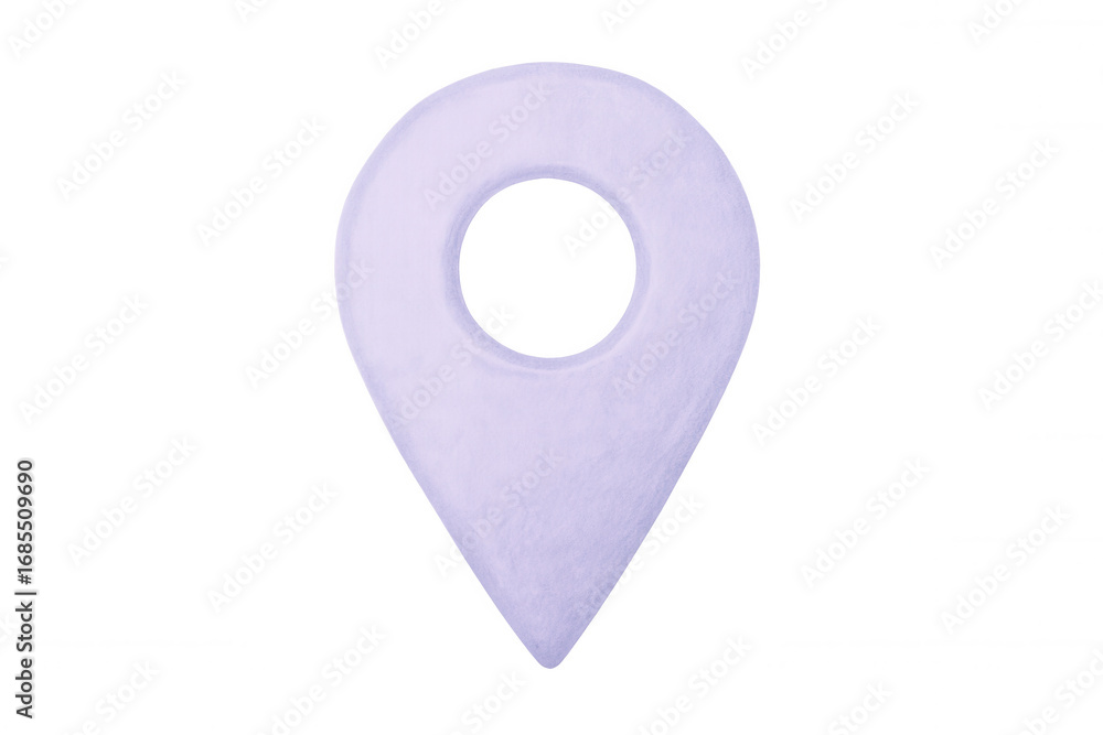 Poster purple location pin icon pointing downwards, isolated on a transparent background, ideal for travel 