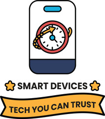 A smart device with a clock on it