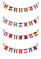 Obraz premium Collection of national flags on celebration bunting for international events and gatherings