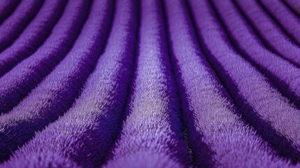 Close-up of textured purple surface with rhythmic curved lines, rough bristle-like fibers, converging focal point,