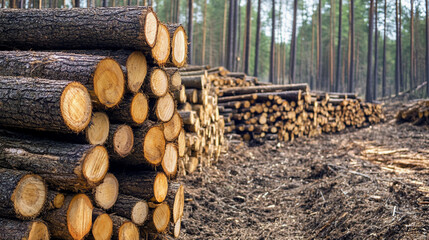 Logging operation in a dense forest environment Generative AI