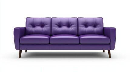 Fototapeta premium Minimalist sofa in a solid purple color, on a white background --chaos 20 --ar 16:9 --quality 2 --v 6.1 Job ID: 82ddacb0-6ee3-4b3e-872a-c996579a6379