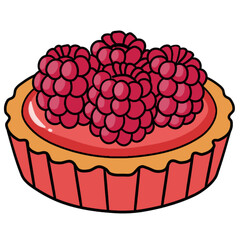 Sweet raspberry tartlet dessert cartoon vector illustration