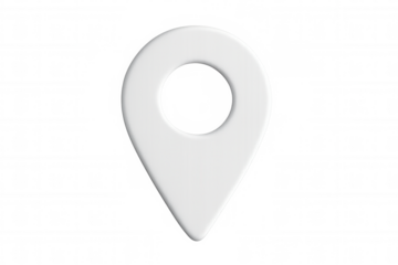 White map pin icon isolated on transparent background, indicating a specific location or point of interest