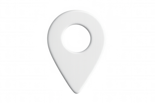 White map pin icon isolated on transparent background, indicating a specific location or point of interest
