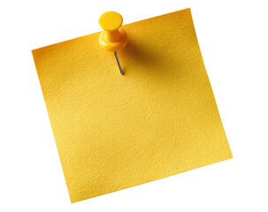 A yellow sticky note with a yellow pushpin