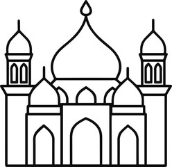 mosque outline vector illustration line art