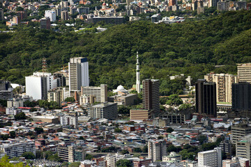 Villages and buildings in downtown Caracas. Urban view of the streets of the capital city of Venezuela