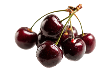 Close-up of a bunch of dark cherries
