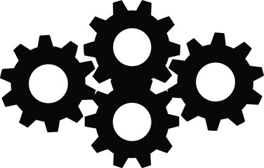 interlocking gears in a black silhouette