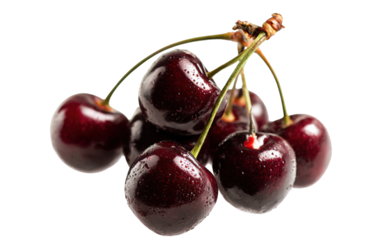 Close-up of a bunch of dark cherries