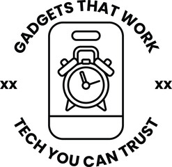 A black and white logo for a company called Gadgets that work tech trust