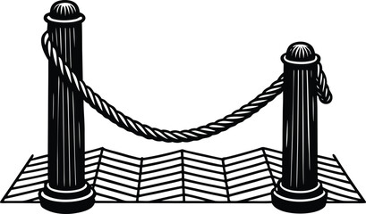  nautical rope tied around a mooring bollard on a wooden pier sketch vector pattern shape