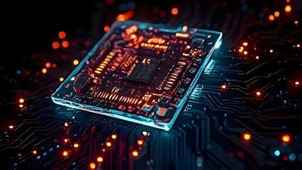 Futuristic Transparent Glowing Circuit Layers – Abstract AI Transparency and Ethics Concept