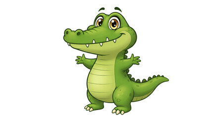 Obraz premium Cheerful Crocodile Cartoon: A cute and friendly cartoon crocodile, showcasing a joyful expression, ready for playtime or adventure, evokes the spirit of fun and delight for any kid.