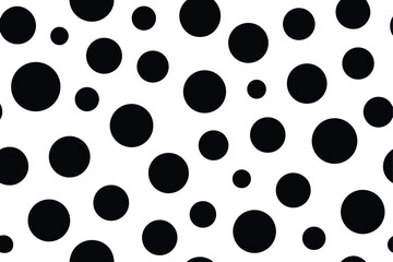 seamless black and white polka dot pattern with randomly scattered circles in varying sizes silhouette vector