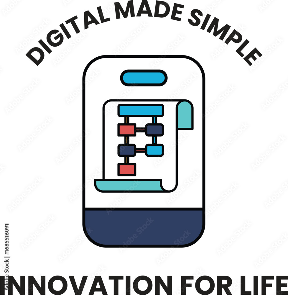 Poster a digital made simple image of a phone with a paper on it
