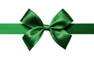 Emerald green satin ribbon bow on a black background.  A horizontal band of matching ribbon supports the center bow.  Sharp focus on the bow's intricate folds