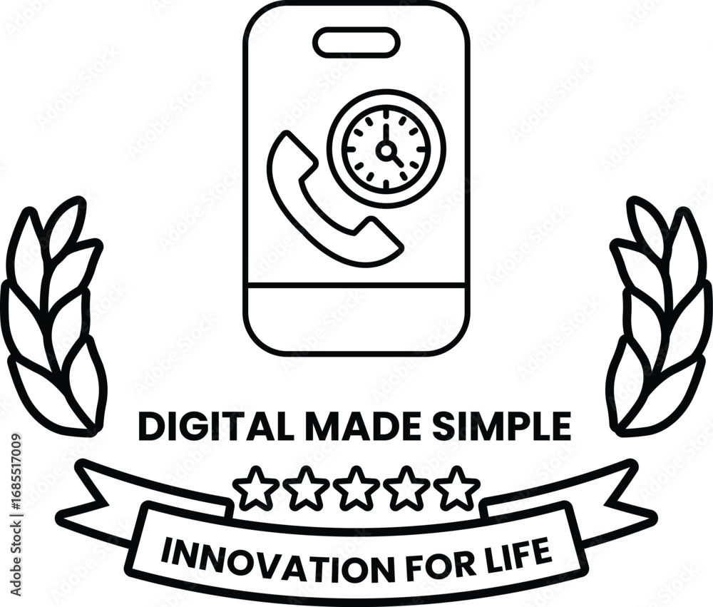Poster a phone with a clock on it that says digital made simple