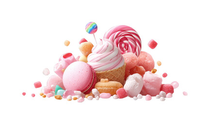 Colorful pile of assorted candies and sweets