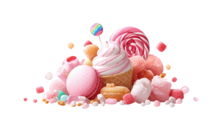 Colorful pile of assorted candies and sweets