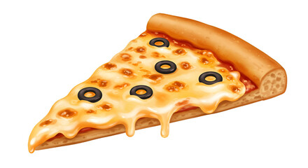Slice of pizza : A mouthwatering slice of pizza. With its perfectly melted cheese, the rich tomato sauce, and delectable olives, it invites a moment of pure culinary pleasure.