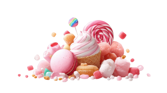 Colorful pile of assorted candies and sweets