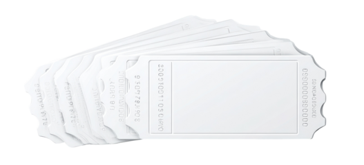 Stacked white plastic identification tags